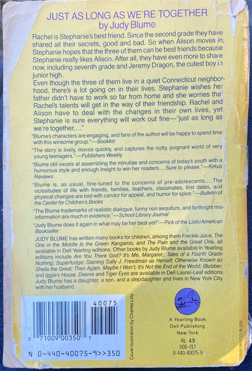 Just As Long As We’re Together - Judy Blume (Bantam Dell Publishing Group - Kindle) book collectible [Barcode 0606040633] - Main Image 2