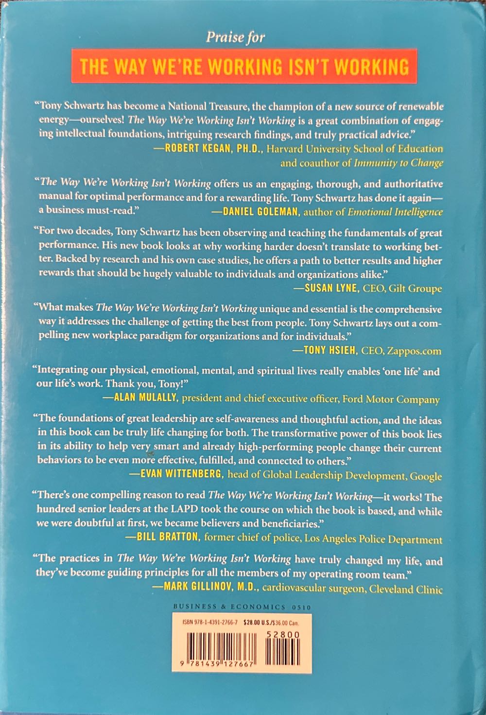 The Way Were Working Isnt Working - Tony Schwartz book collectible [Barcode 9781439127667] - Main Image 2