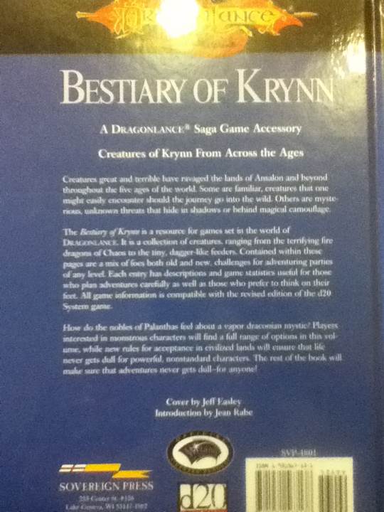 Bestiary of Krynn - Dragonlance (Sovereign Press (WI)) book collectible [Barcode 9781931567138] - Main Image 2
