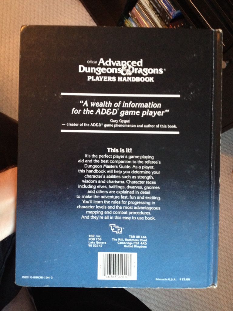 Players Handbook - Gary Gygax (TSR, Inc. - Hardcover) book collectible [Barcode 9780880381048] - Main Image 2