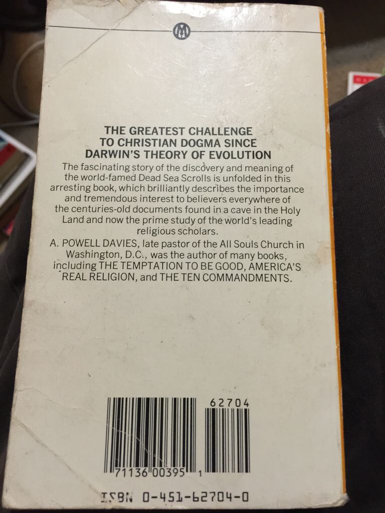 The Meaning Of The Dead Sea Scrolls - Powell Davies (New Amer Library - Paperback) book collectible [Barcode 9780451627049] - Main Image 2