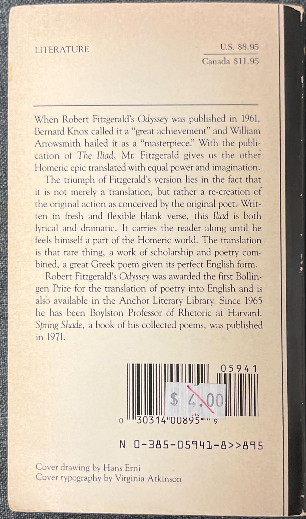 The Iliad - Homer (Anchor - Paperback) book collectible [Barcode 9780385059411] - Main Image 2