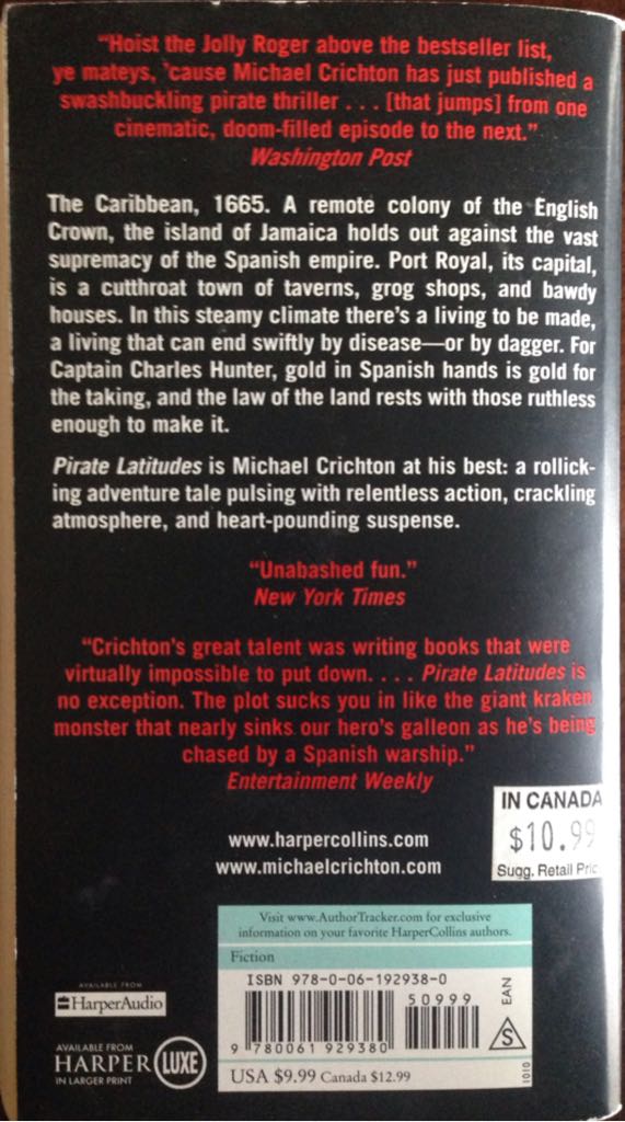 Pirate Latitudes - Michael Crichton (Harper - Paperback) book collectible [Barcode 9780061929380] - Main Image 2