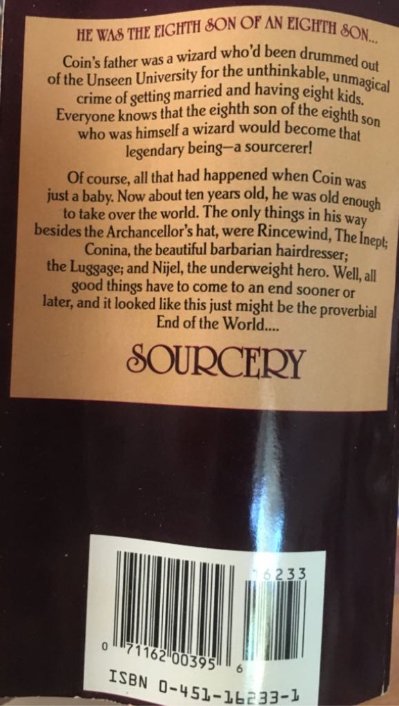 Sourcery - Terry Pratchett (Roc - Paperback) book collectible [Barcode 9780451162335] - Main Image 2