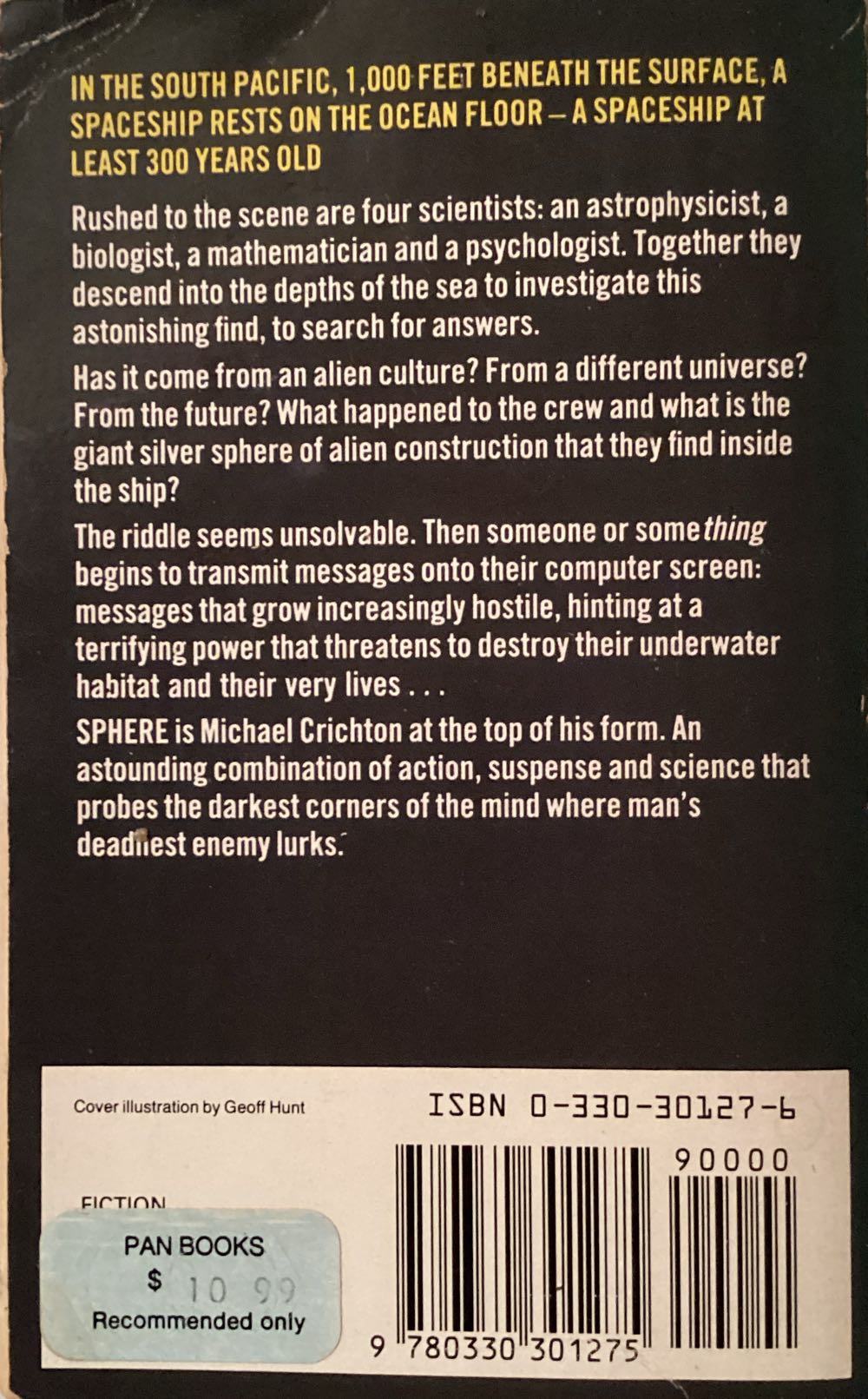 Sphere - Michael Crichton (Pan Book Ltd - Paperback) book collectible [Barcode 9780330301275] - Main Image 2
