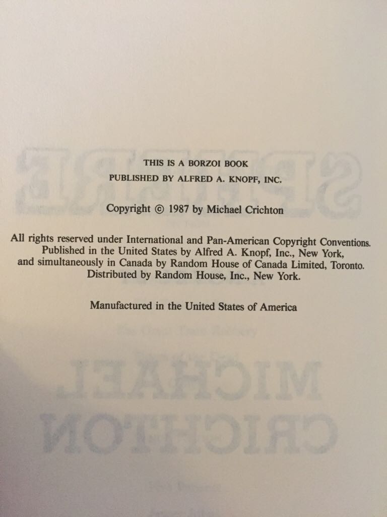 Sphere ✅ - Michael Crichton (Alfred A. Knopf, Inc. - Hardcover) book collectible [Barcode 9780394561103] - Main Image 2