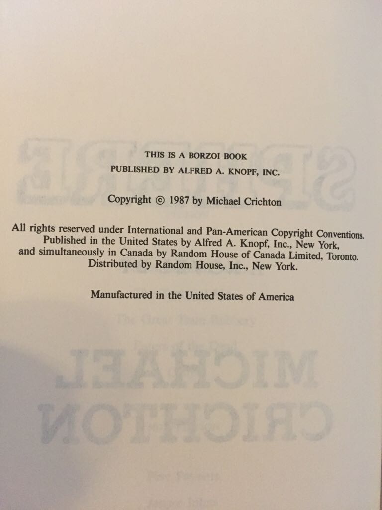 Sphere - Michael Crichton (Alfred A. Knopf - Hardcover) book collectible - Main Image 2