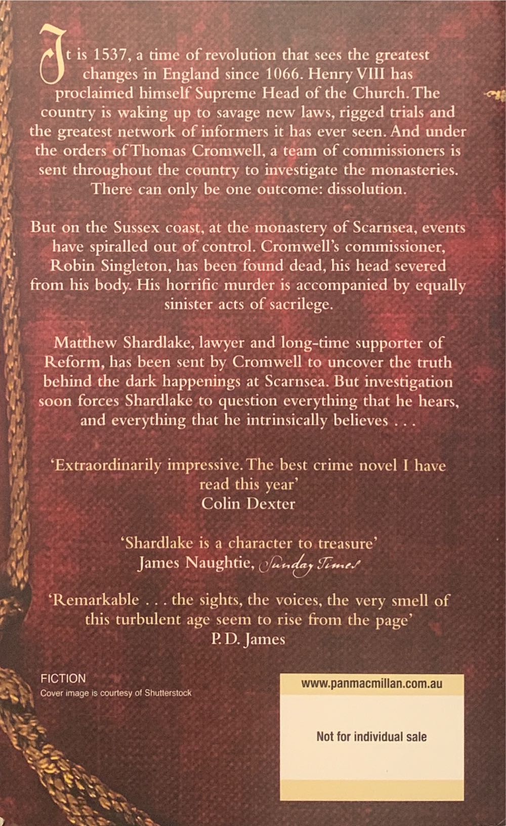 Dissolution - C. J. Sansom (Pan - Paperback) book collectible [Barcode 9780330450799] - Main Image 2