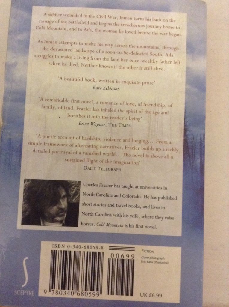 Cold Mountain - Charles Frazier (Sceptre / Hodder & Stroughton - Paperback) book collectible [Barcode 9780340680599] - Main Image 2