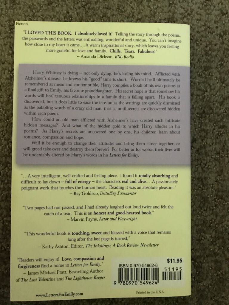 Letters For Emily - Camron Steve book collectible [Barcode 9780970549624] - Main Image 2