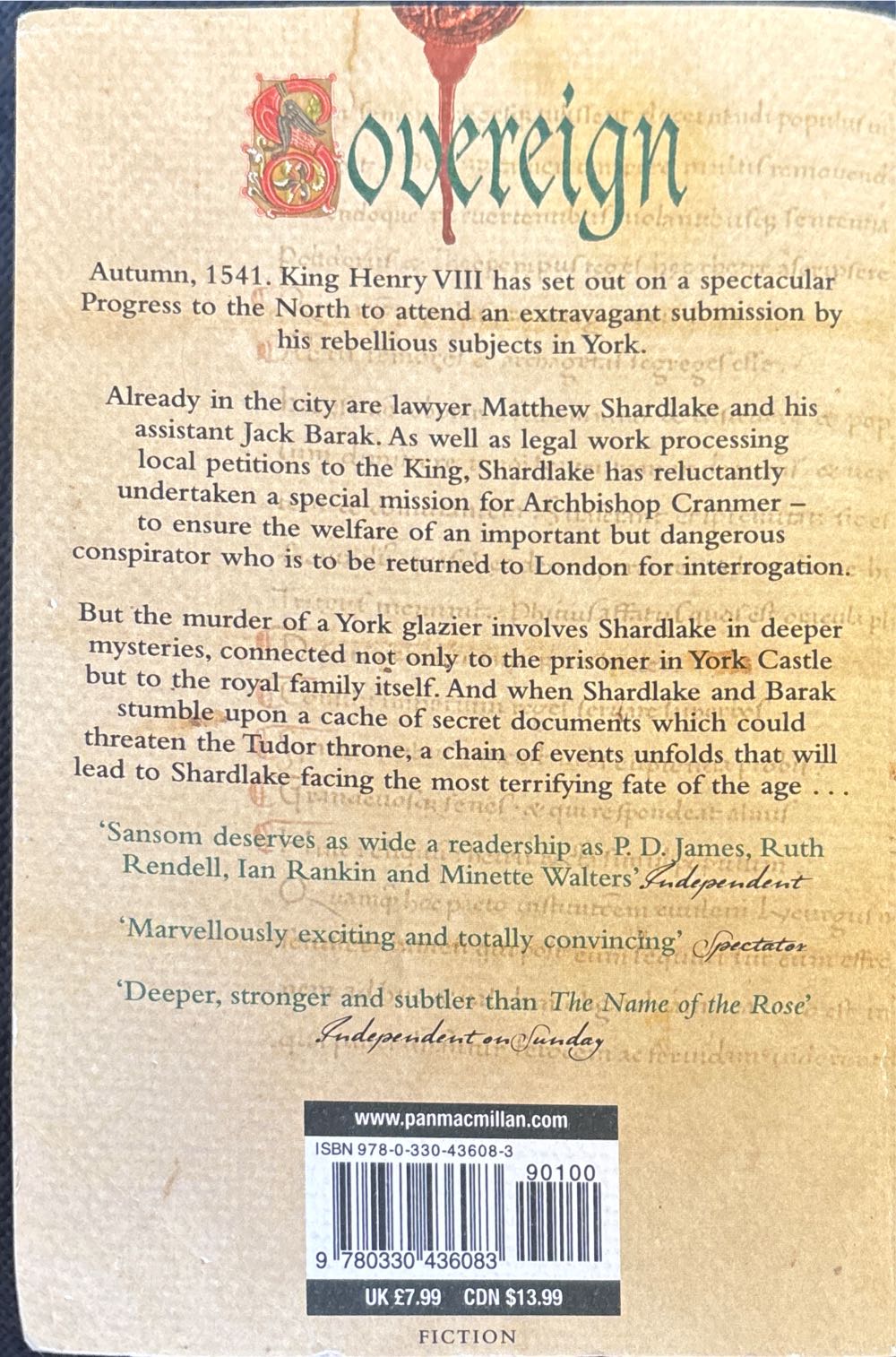 Sovereign - C. J. Sansom (Pan Macmillan - Paperback) book collectible [Barcode 9781447285854] - Main Image 2