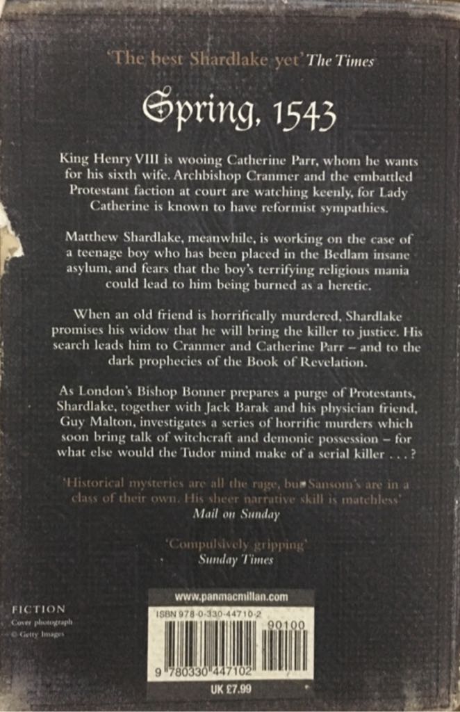 Revelation - C. J. Sansom (Pan - Paperback) book collectible [Barcode 9780330447102] - Main Image 2