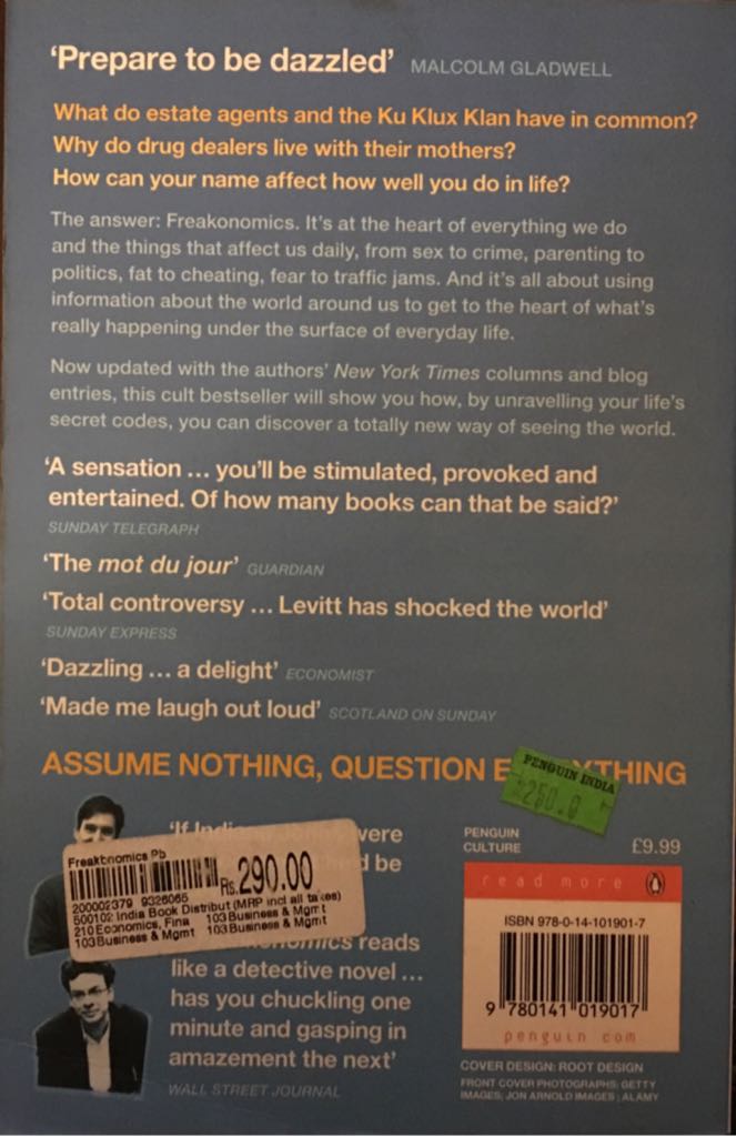 Freakonomics: A Rogue Economist Explores the Hidden Side of Everything - Steven D. Levitt (William Morrow - Hardcover) book collectible [Barcode 9780141019017] - Main Image 2