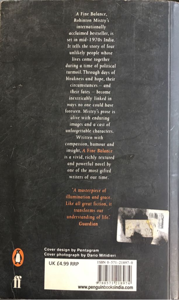 A Fine Balance - Rohinton Mistry (Penguin Books - Paperback) book collectible [Barcode 9780571218974] - Main Image 2