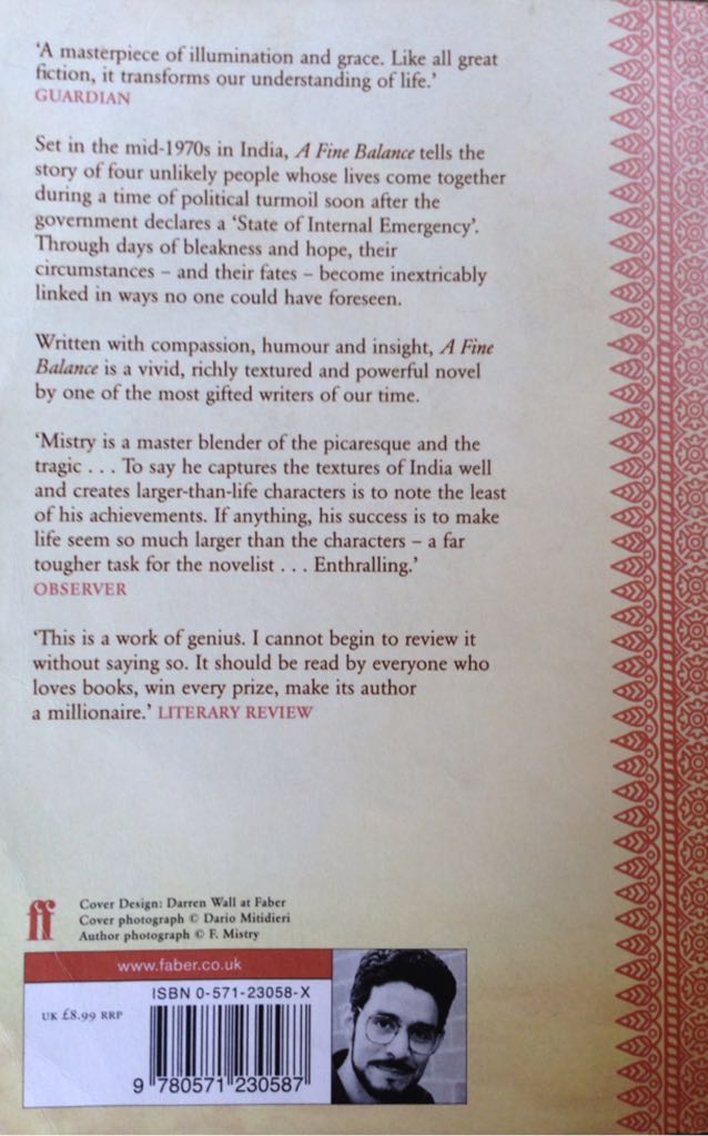 Fine Balance, A - Rohinton Mistry (Faber - Paperback) book collectible [Barcode 9780571230587] - Main Image 2