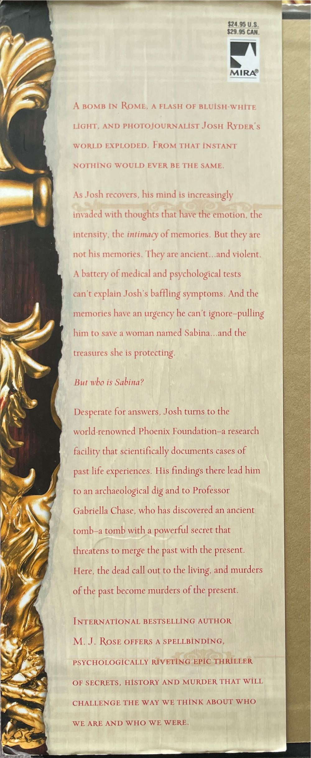 The Reincarnationist - M.J. Rose (Mira Books - Hardcover) book collectible [Barcode 9780778324201] - Main Image 3