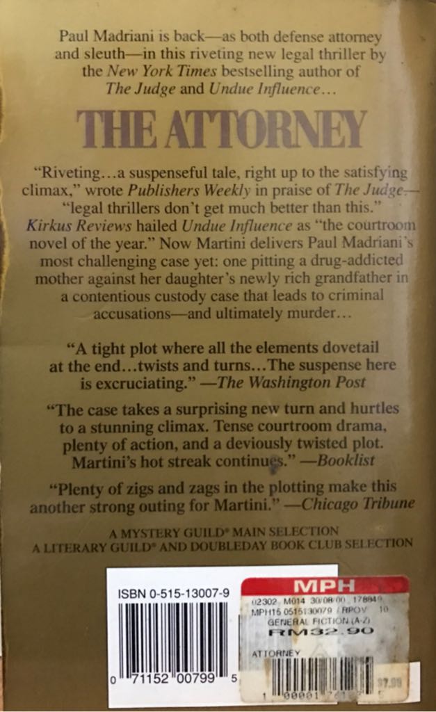 The Attorney - Steve Martini (A Jove Book - Paperback) book collectible [Barcode 9780515130072] - Main Image 2