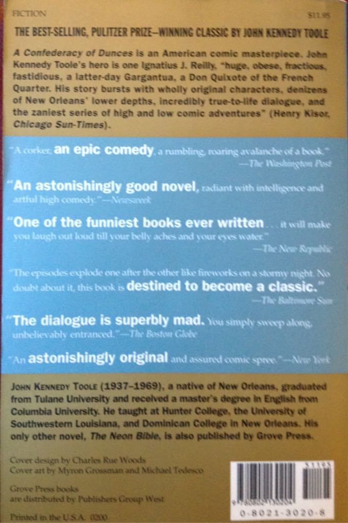 A Confederacy of Dunces - John Kennedy Toole (Grove Press - Paperback) book collectible [Barcode 9780802130204] - Main Image 2