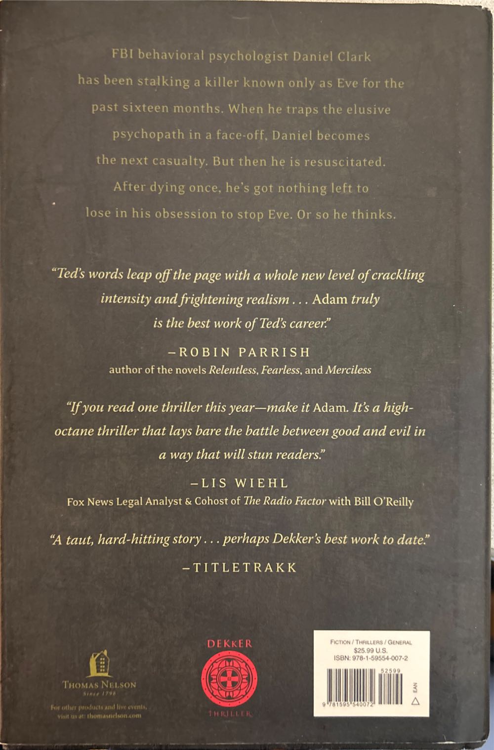 Adam - Ted Dekker (Thomas Nelson - Hardcover) book collectible [Barcode 9781595540072] - Main Image 2