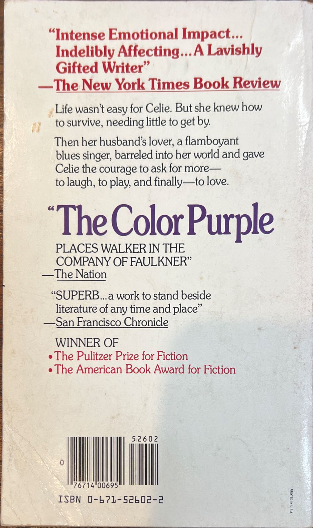 The Color Purple - Alice Walker (Washington Square Press - Trade Paperback) book collectible [Barcode 9780671526023] - Main Image 2