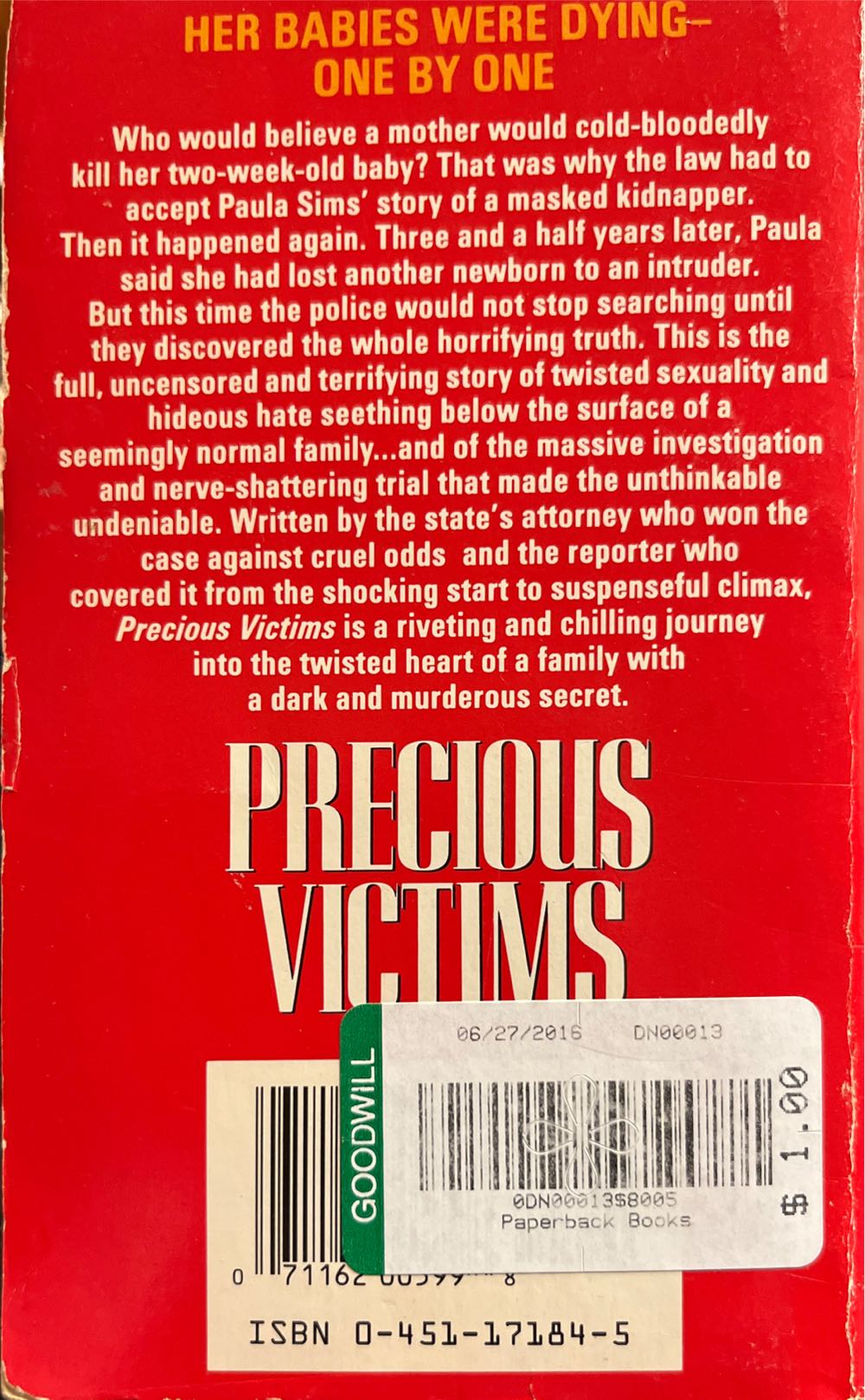 Precious Victims - Weber, Don (Signet - Paperback) book collectible [Barcode 9780451171849] - Main Image 2