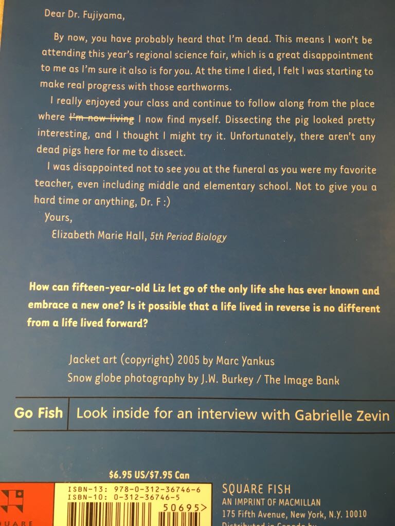 Elsewhere - Gabrielle Zevin (Square Fish - Paperback) book collectible [Barcode 9780312367466] - Main Image 2