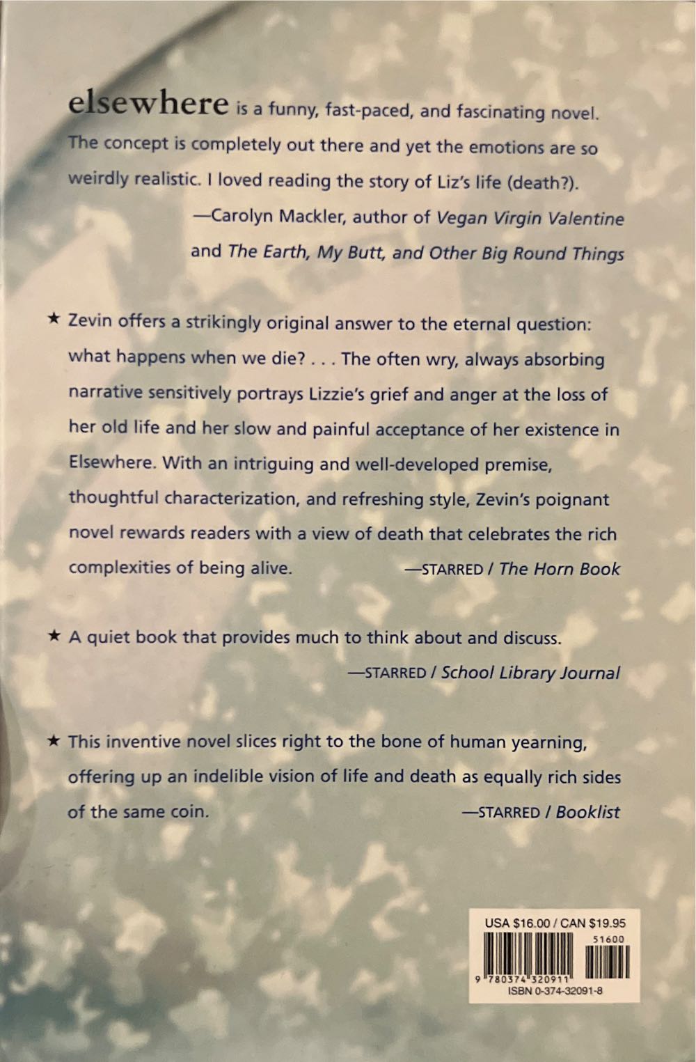 Elsewhere - Gabrielle Zevin (Farrar, Straus and Giroux (BYR) - Paperback) book collectible [Barcode 9780374320911] - Main Image 2