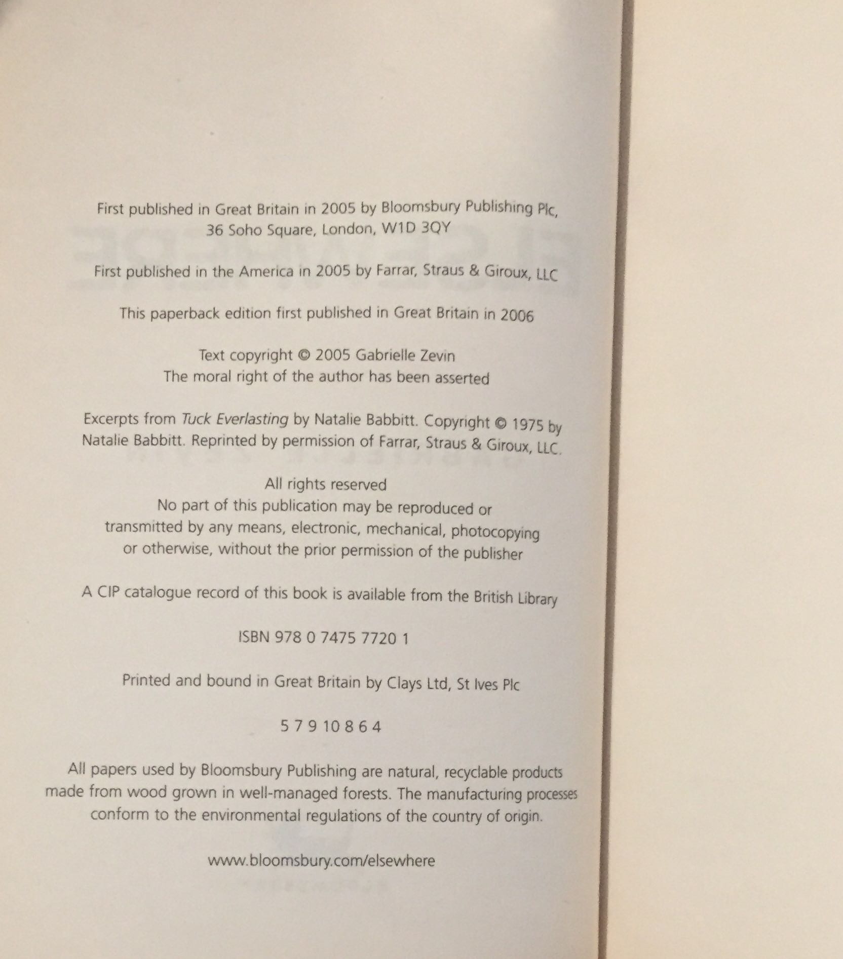 Elsewhere - Gabrielle Zevin (Bloomsbury - Paperback) book collectible [Barcode 9780747577201] - Main Image 3