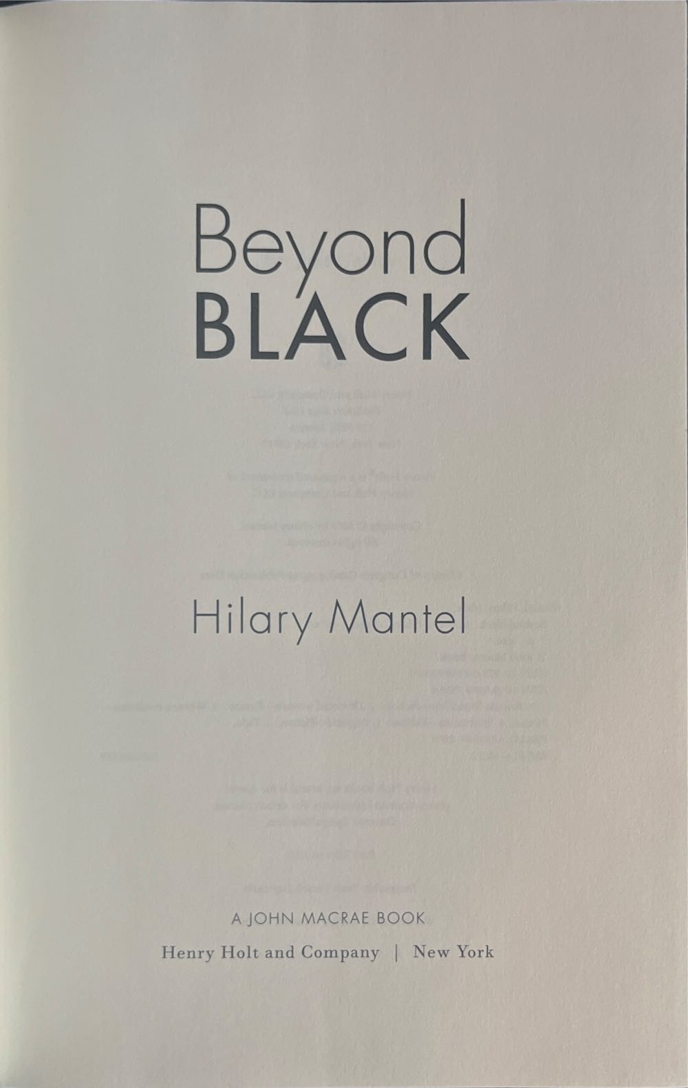 Beyond Black - Hilary Mantel (Henry Holt and Company  - Hardcover) book collectible [Barcode 9780805073560] - Main Image 4