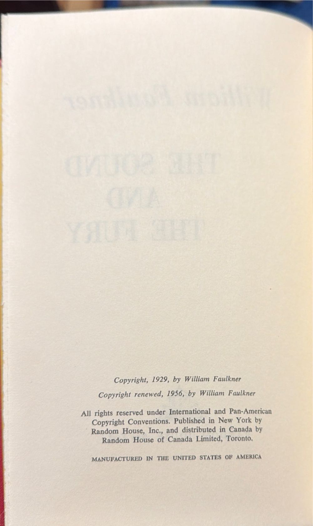 The Sound And The Fury - William Faulkner (Random House - Hardcover) book collectible - Main Image 4