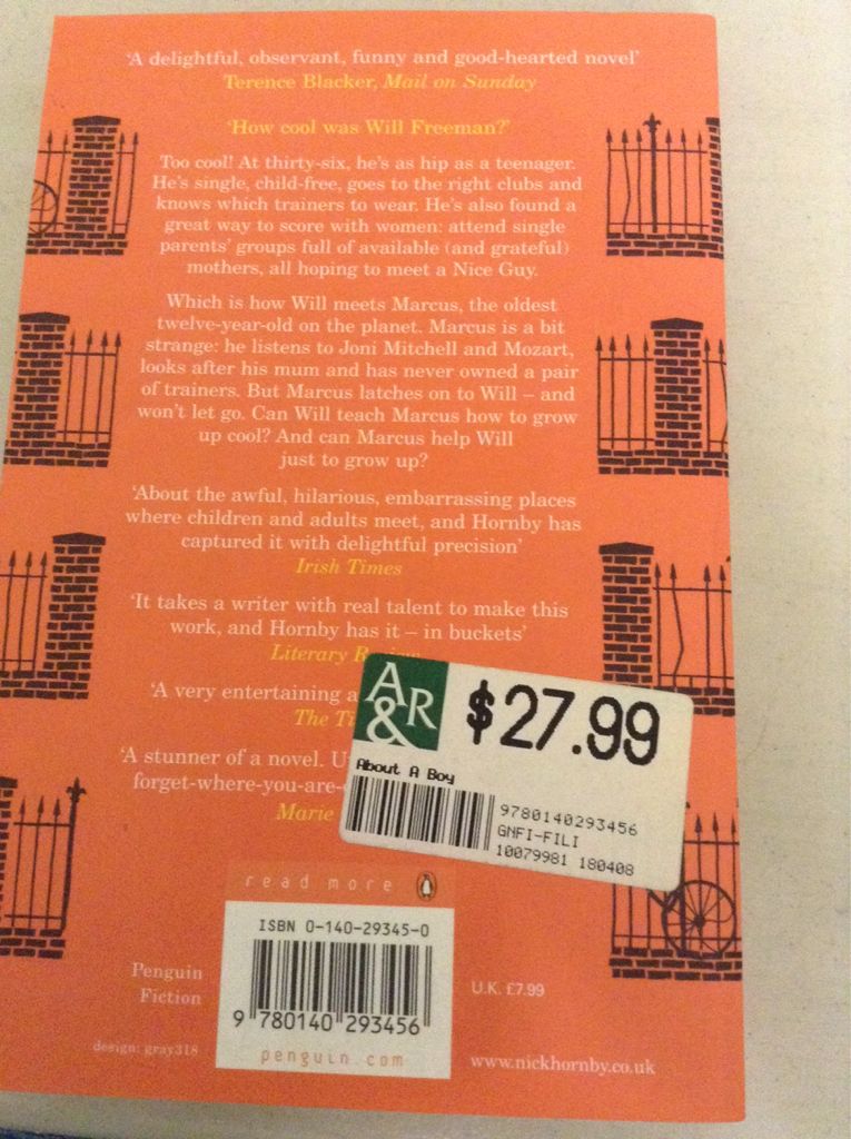 About A Boy - Nick Hornby (Penguin - Paperback) book collectible [Barcode 9780140293456] - Main Image 2