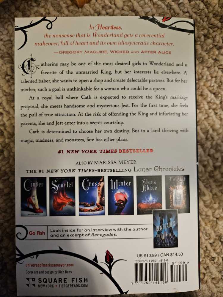 Heartless - Marissa Meyer (Square Fish - Paperback) book collectible [Barcode 9781250148186] - Main Image 2