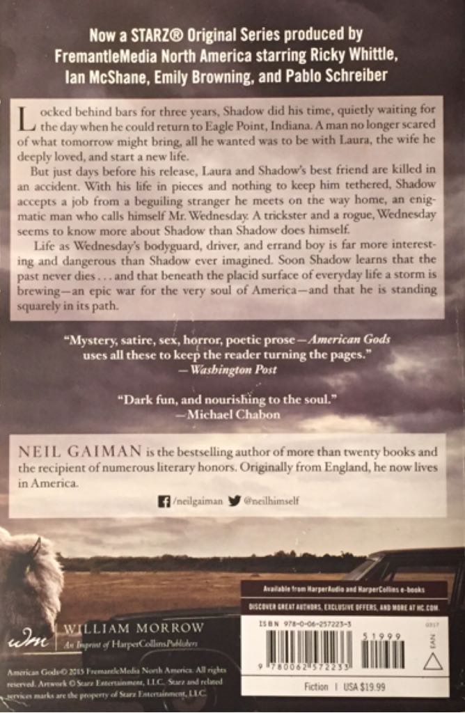 American Gods - Neil Gaiman (William Morrow - Paperback) book collectible [Barcode 9780062572233] - Main Image 2