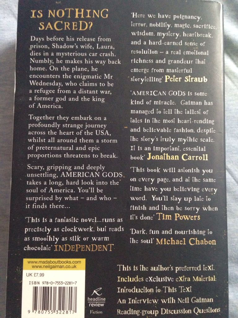 American Gods - Neil Gaiman (Headline - Paperback) book collectible [Barcode 9780755322817] - Main Image 2