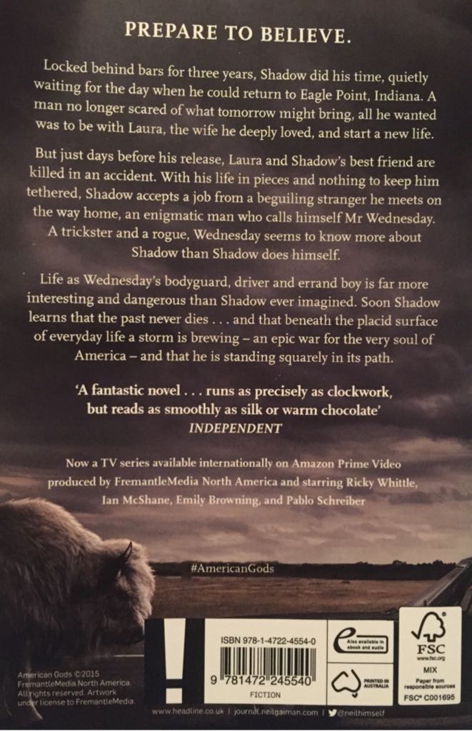 AMERICAN GODS (TV TIE-IN B FORMAAT) - Neil Gaiman (Headline Book Publishing - Paperback) book collectible [Barcode 9781472245540] - Main Image 2