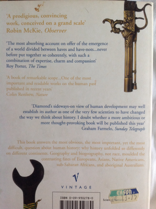 Guns, Germs and Steel: A short history of everybody for the last 13,000 years - Jared Diamond (Vintage - Paperback) book collectible [Barcode 9780099302780] - Main Image 2