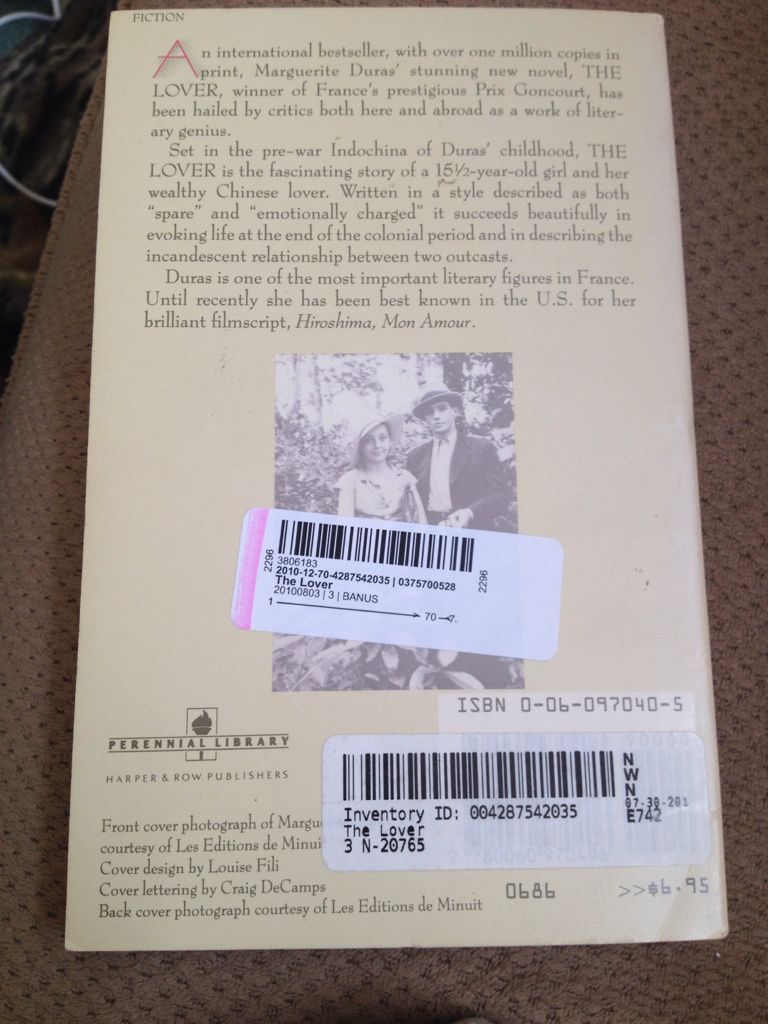 Lover, The - Marguerite Duras (Harper Perennial - Paperback) book collectible [Barcode 9780060970406] - Main Image 2