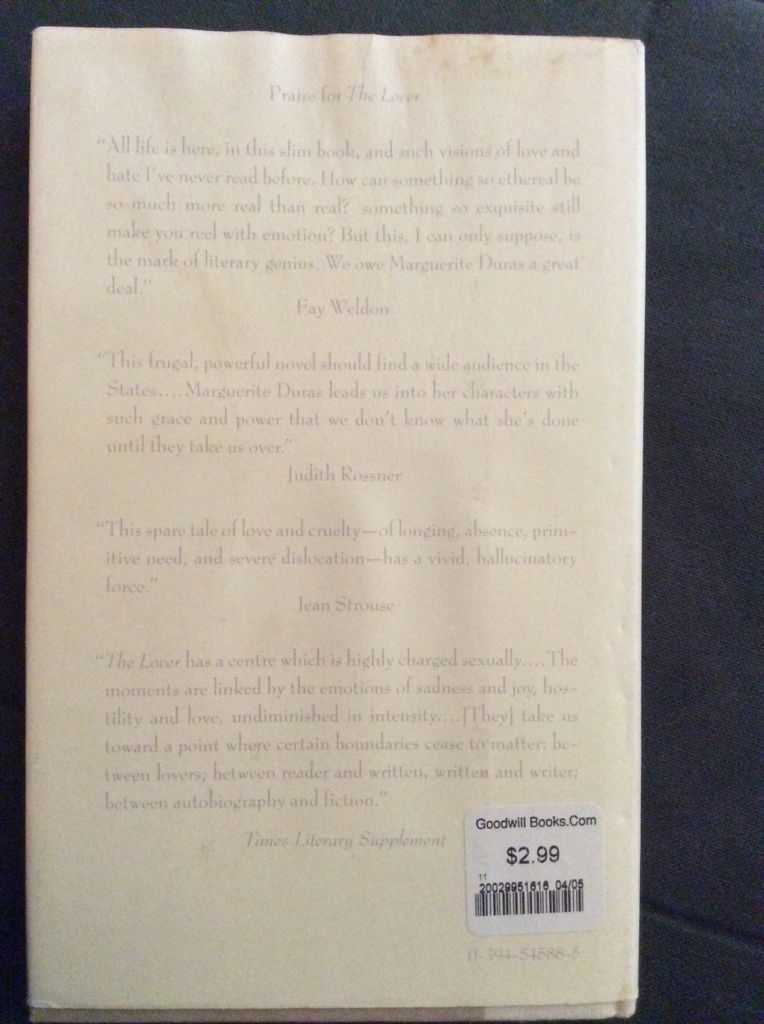 The Lover - Marguerite Duras (Pantheon - Hardcover) book collectible [Barcode 9780394545882] - Main Image 2