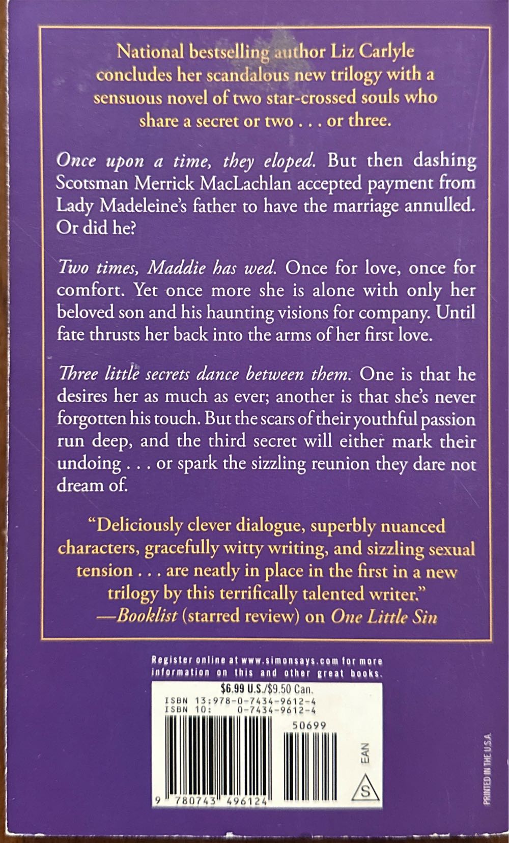 Three Little Secrets-discarded - Liz Carlyle (Pocket Books - Paperback) book collectible [Barcode 9780743496124] - Main Image 2