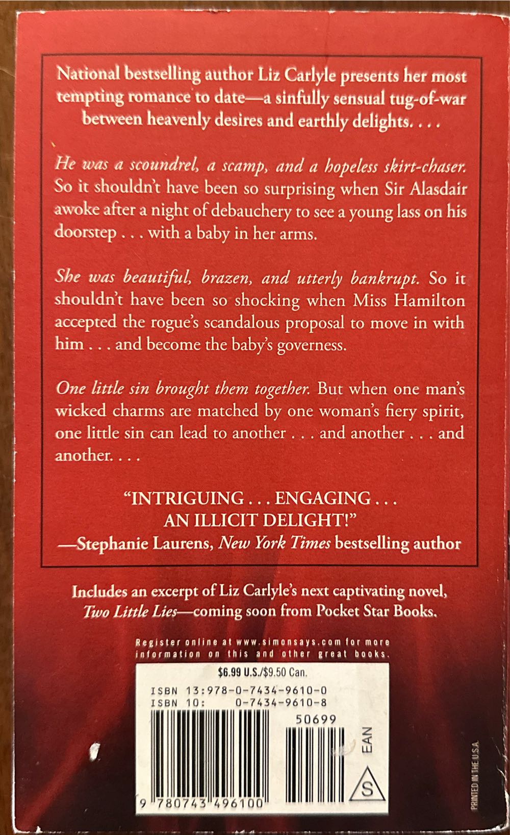 One Little Sin-discarded - Liz Carlyle (Pocket Books - Paperback) book collectible [Barcode 9780743496100] - Main Image 2