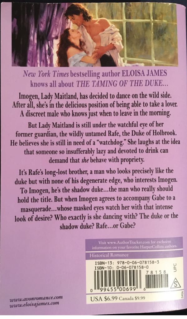 The Taming Of The Duke - Eloisa James (Avon - Paperback) book collectible [Barcode 9780060781583] - Main Image 2