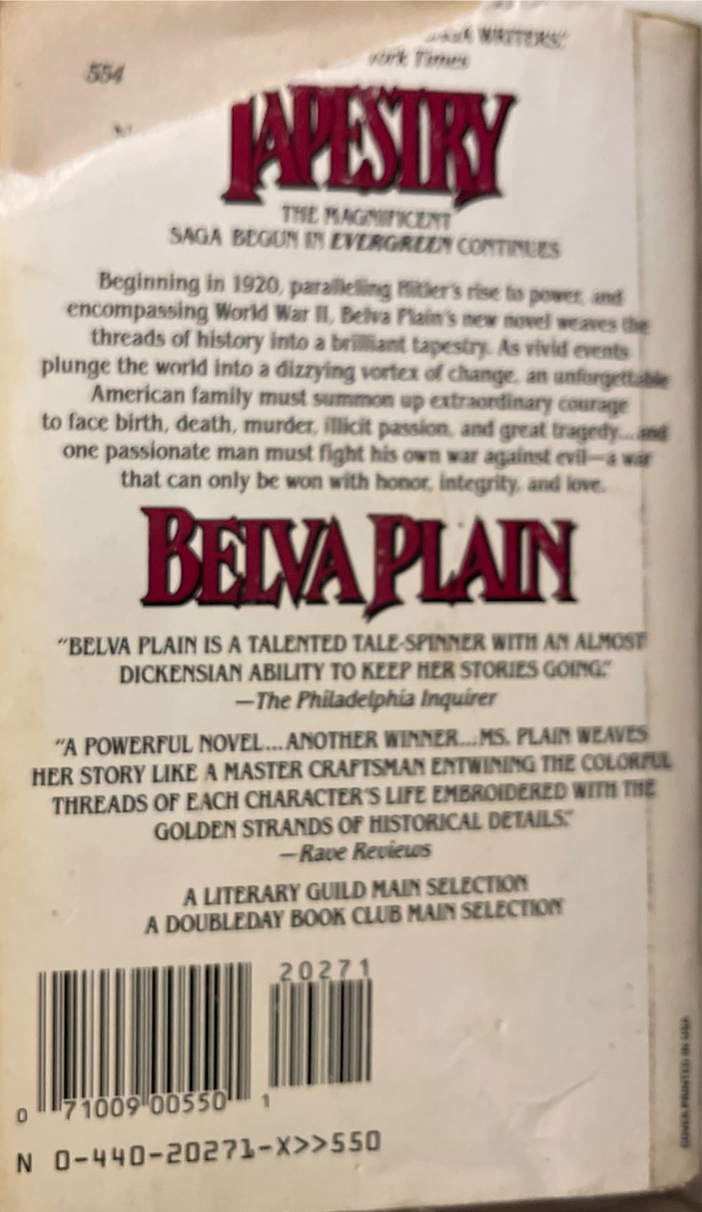 Tapestry - Belva Plain (A Dell Book - Paperback) book collectible [Barcode 9780440202714] - Main Image 2