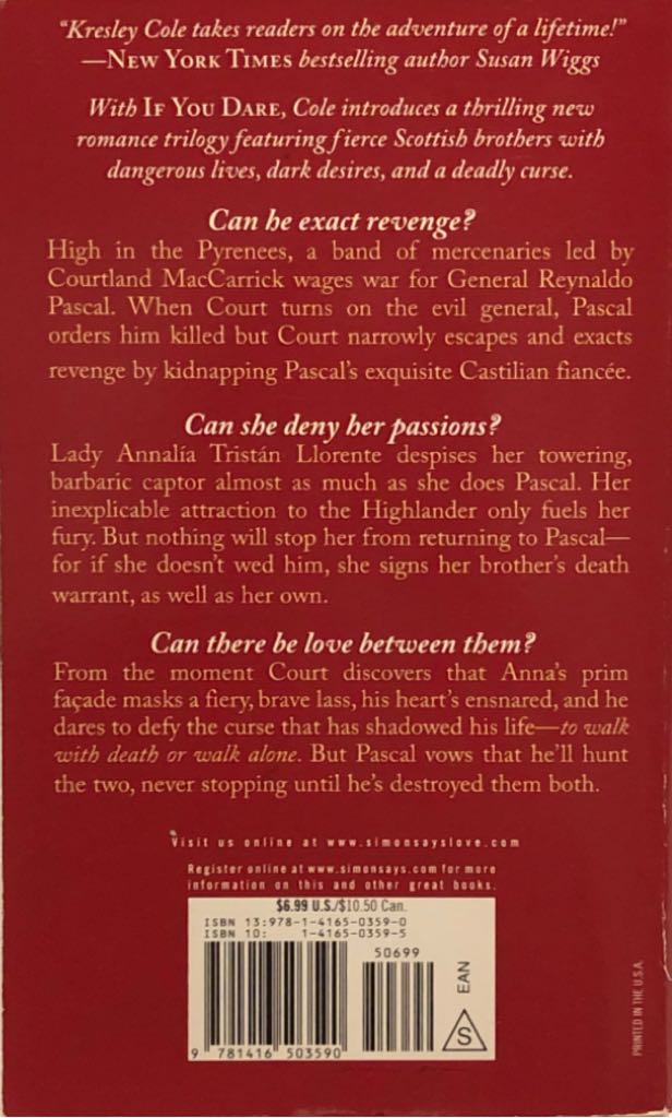 If You Dare - Kresley Cole (Pocket Book Romance - Paperback) book collectible [Barcode 9781416503590] - Main Image 2