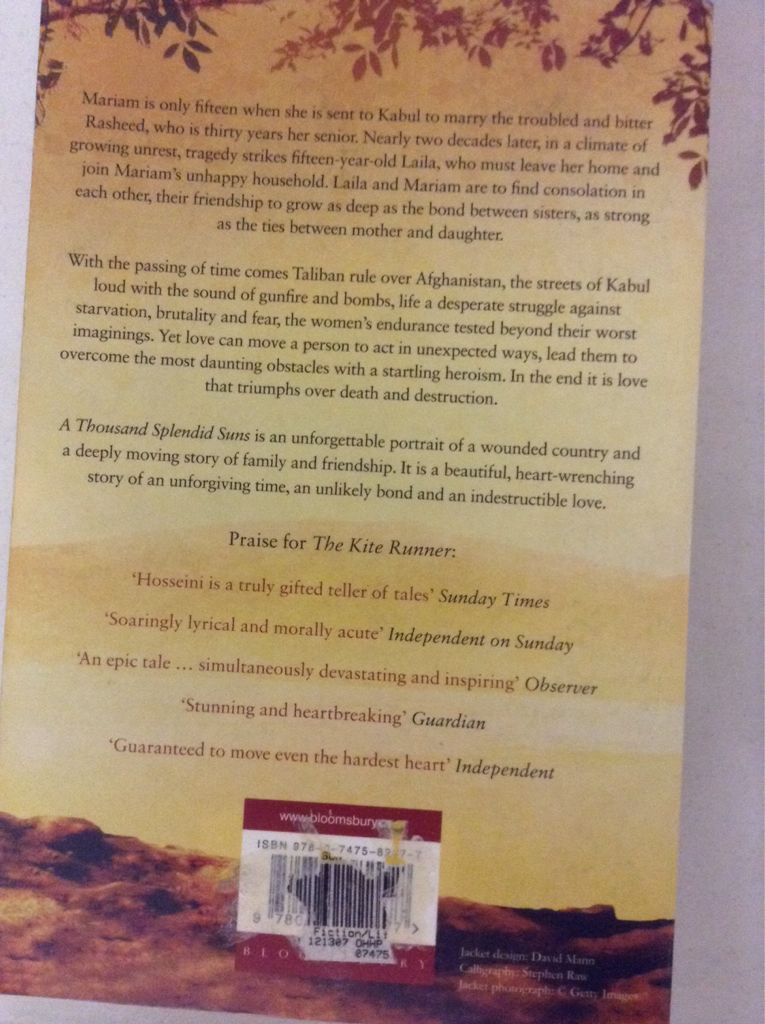 A Thousand Splendid Suns - Khaled Hosseini (Bloomsbury - Trade Paperback) book collectible [Barcode 9780747582977] - Main Image 2
