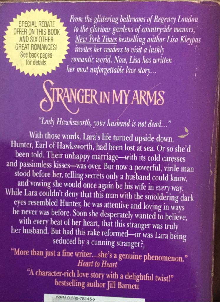 Stranger In My Arms - Lisa Kleypas (Avon - Paperback) book collectible [Barcode 9780380781454] - Main Image 2