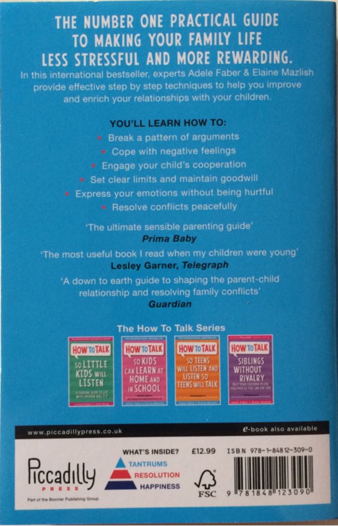 How to Talk so Kids Will Listen and Listen so Kids Will Talk - Faber (Piccadilly Press Limited - Paperback) book collectible [Barcode 9781848123090] - Main Image 2