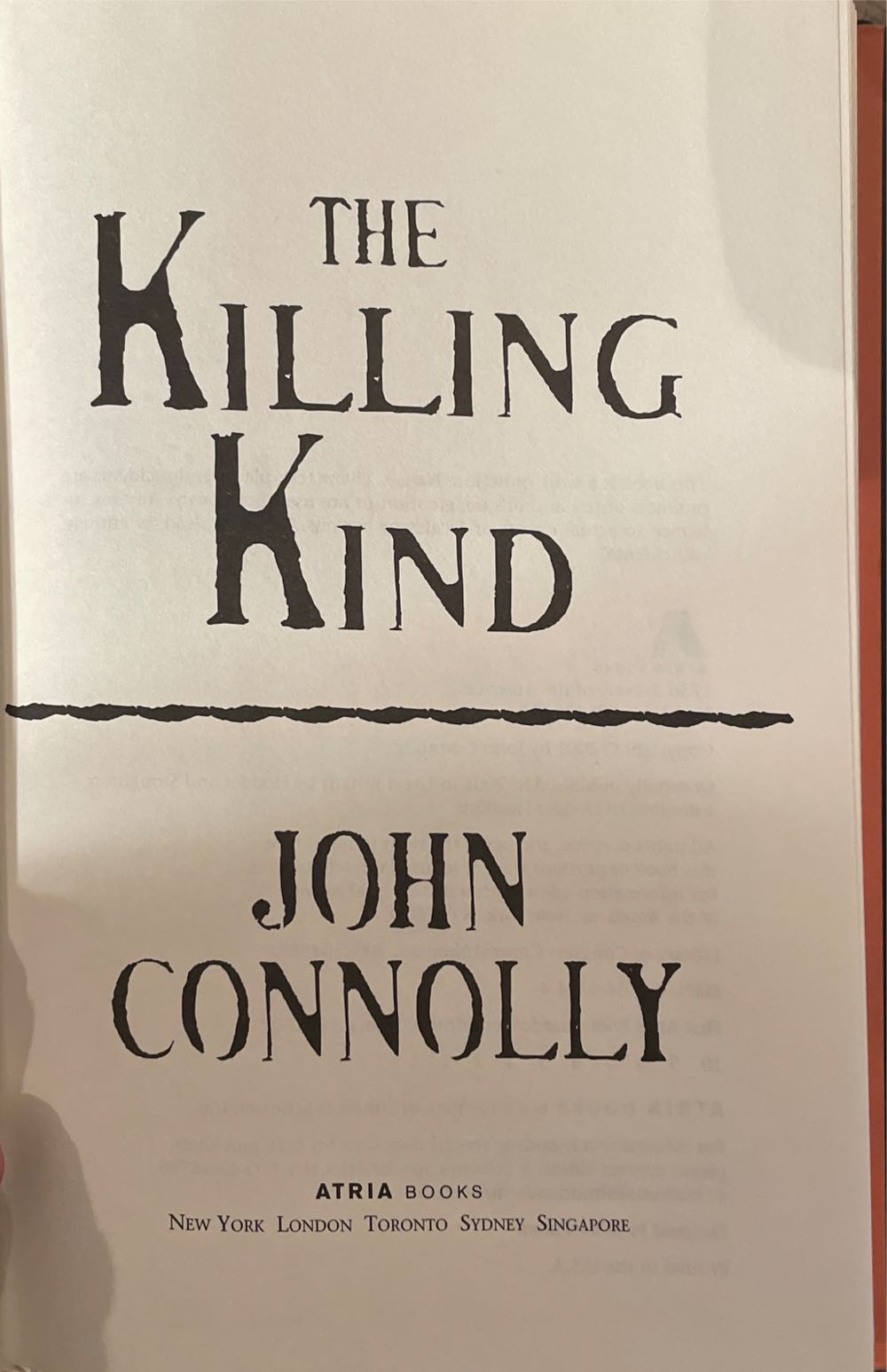 The Killing Kind - John Connolly (Atria Books - Hardcover) book collectible [Barcode 9780743453349] - Main Image 3