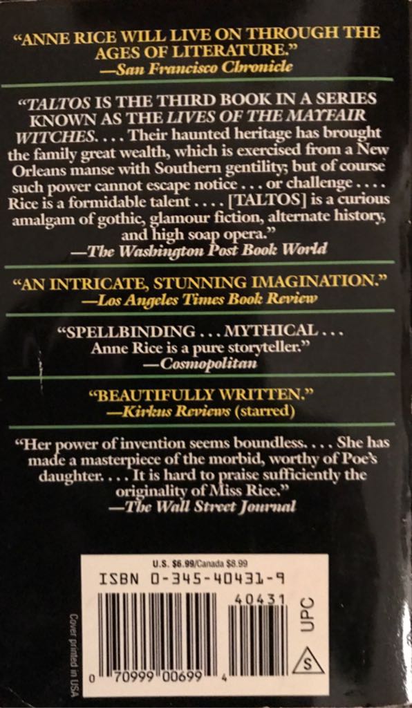 Taltos - Anne Rice (Ballantine Books - Paperback) book collectible [Barcode 9780345404312] - Main Image 2