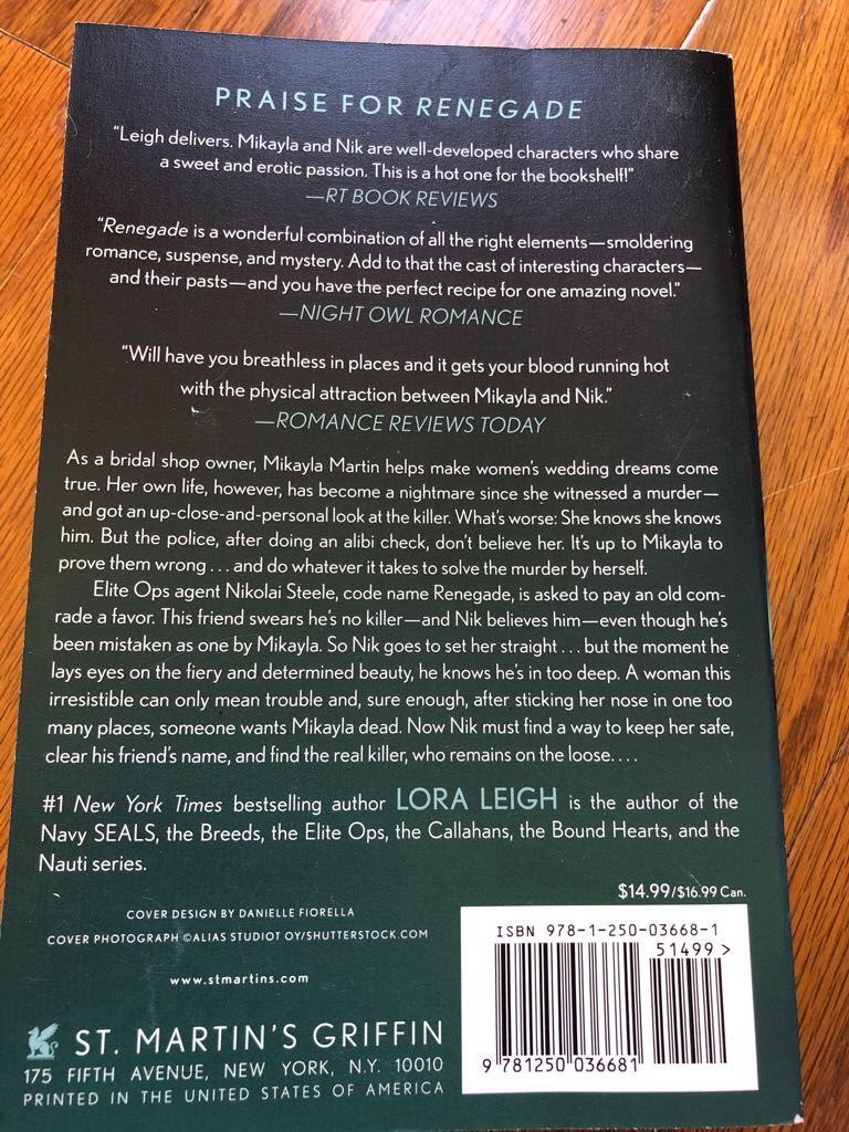 renegade - Lora Leigh (st martin’s griffin) book collectible - Main Image 2