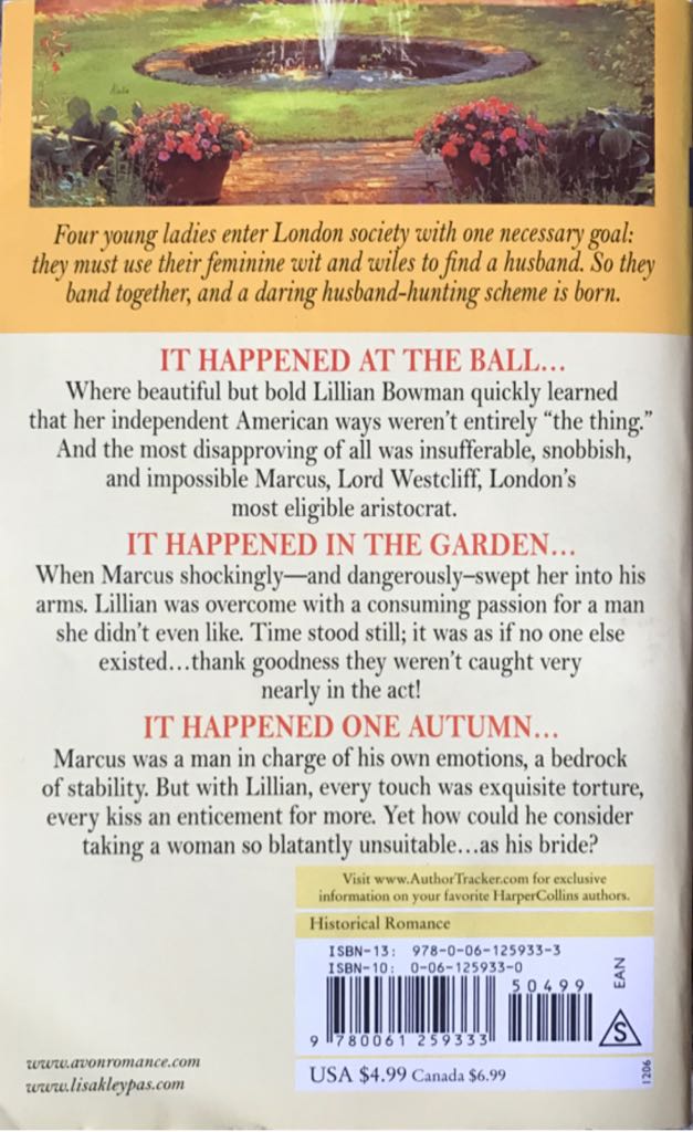 It Happened One Autumn - Lisa Kleypas (Avon - Paperback) book collectible [Barcode 9780061259333] - Main Image 2